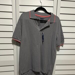 Bossi Gray Polo with Pink Accents